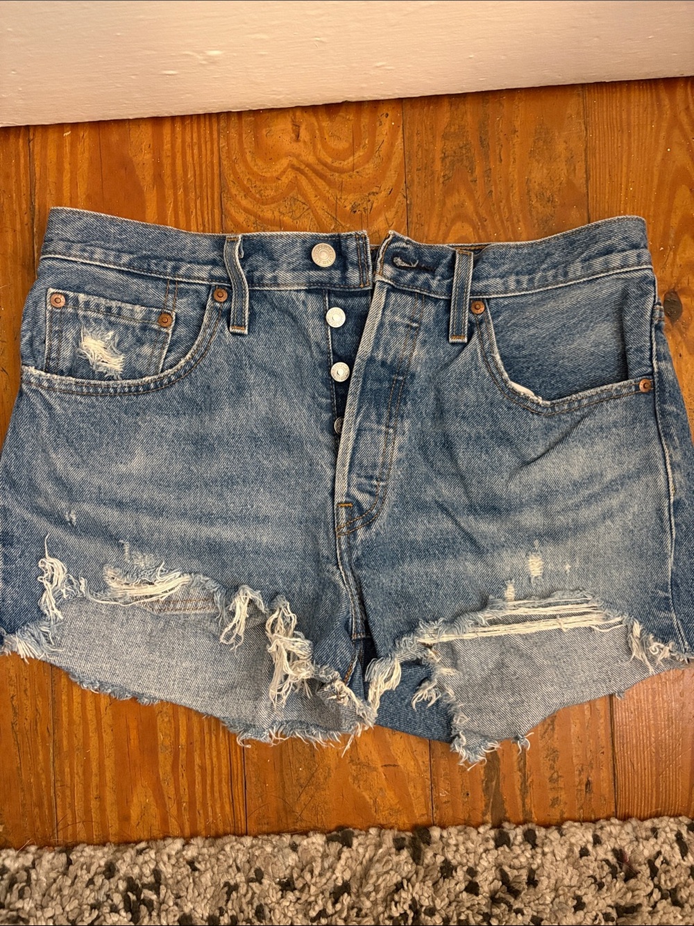 Levi's 501 Distressed Blue Jean Cutoff Shorts